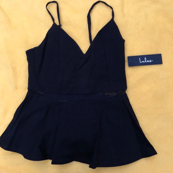 Nwt! Lulu's black mesh peplum. Size S - Picture 3 of 4